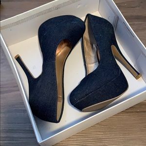 Dark denim pumps